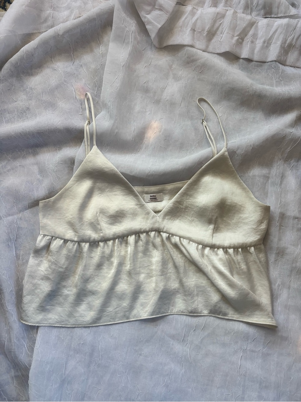 Little Moon (Aritzia) Light Cream Spaghetti Strap Babydoll Tank Top